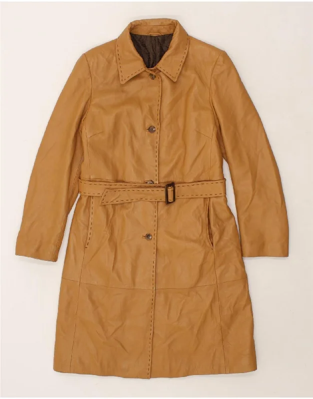 Customer Appreciation Sale VINTAGE Womens Leather Coat UK 14 Medium Beige