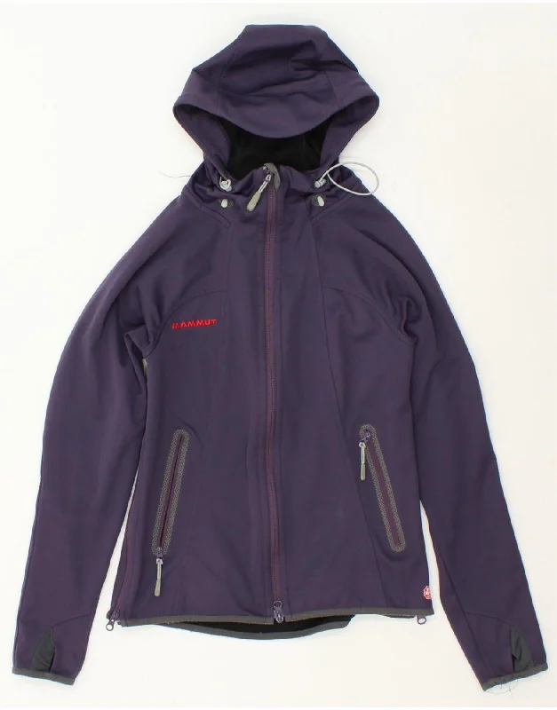 Act Fast MAMMUT Womens Hooded Bomber Jacket UK 10 Small Navy Blue Polyester