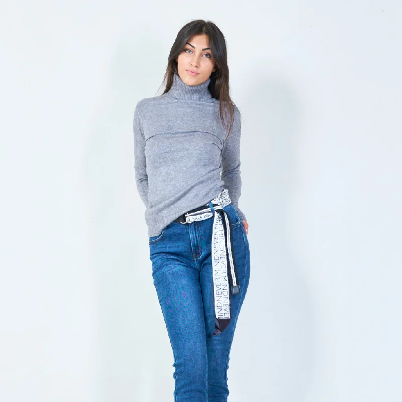 Great Deal Ribbed turtleneck sweater with long sleeves wholesale