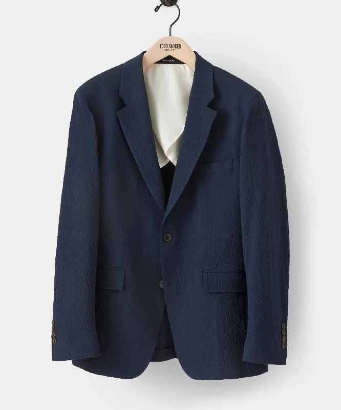 Italian Seersucker Sutton Suit Jacket in Navy