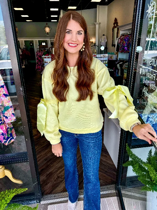 Midnight Sale Satin Bow Top: Yellow
