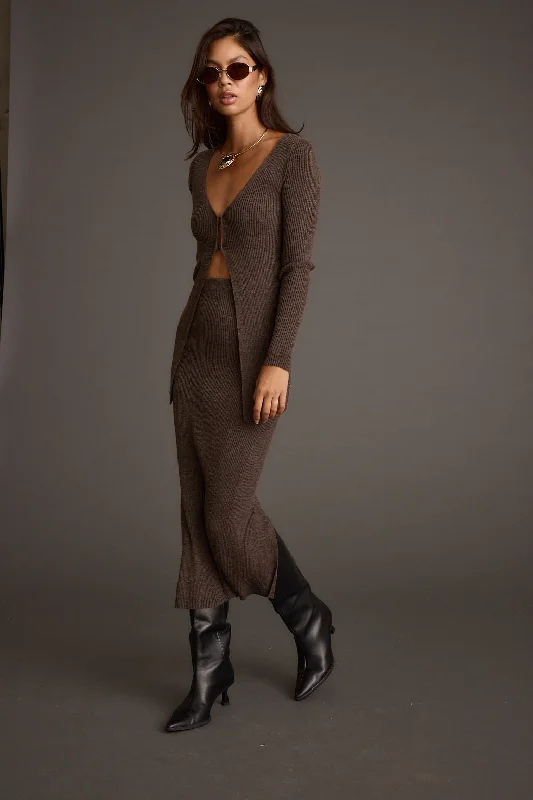 Weekend Specials to Savor Tusk Mocha Open Front Longline Knit Sweater