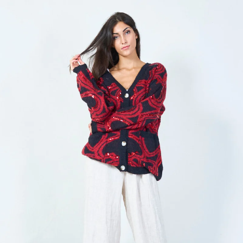Best Bargains Sequin-embellished geometric cardigan wholesale