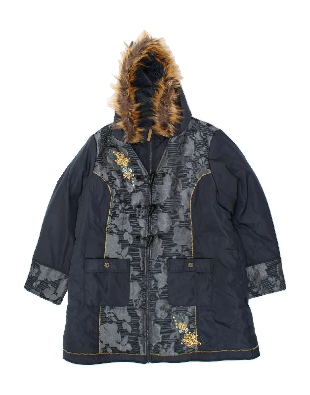 Weekend Bargains to Indulge In JOE BROWNS Womens Hooded Padded Coat UK 24 4XL Navy Blue Floral Polyester Weekend Bargains to Indulge In JOE BROWNS Womens Hooded Padded Coat UK 24 4XL Navy Blue Floral Polyester