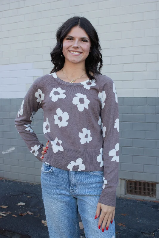 Weekend Bargains to Cherish All Day Long Sweater, Cocoa Flower Pop | Sanctuary