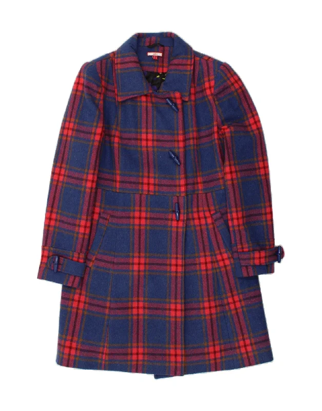 Flash Deals JOE BROWNS Womens Overcoat UK 14 Medium Blue Check Polyester