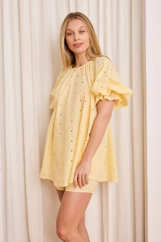 Weekend Shopping Bliss Caitlin Crisp Horizon Top - Yellow Broderie
