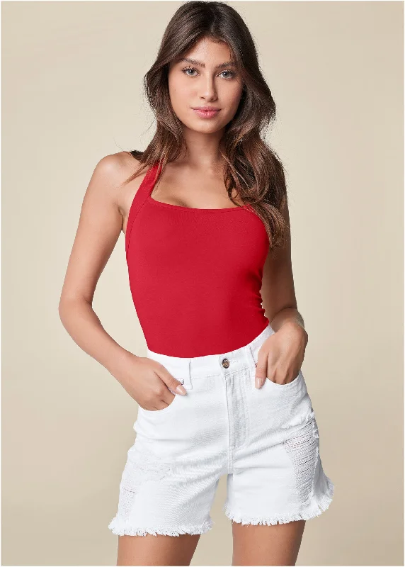 Weekend Deals That Amaze Distressed Jean Shorts - White Denim