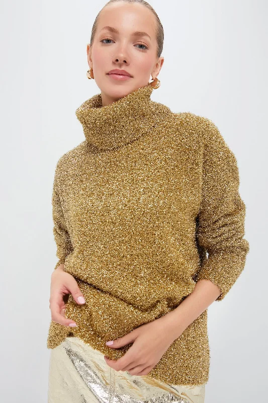 Weekend Bargains Just for You Gold Metallic Gretchen Turtleneck