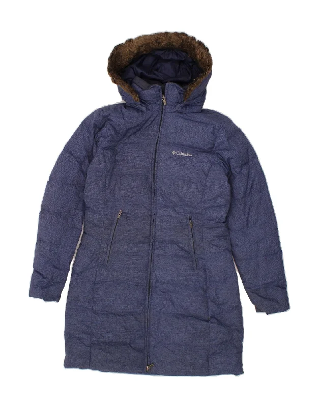 Today’s Special COLUMBIA Womens Hooded Padded Coat UK 10 Small Navy Blue Nylon