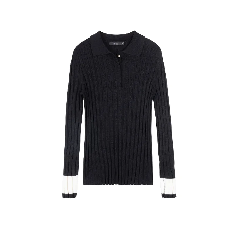 Savings Bonanza Contrast Knit Polo | Black [Final Sale]