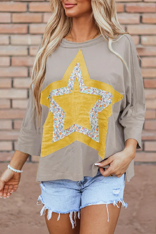Exclusive Online Offer Star Applique Round Neck T-Shirt