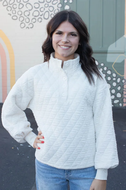 Weekend Savings Spectacular Jiana Quilted Button Up Popover, Chalk | Sanctuary