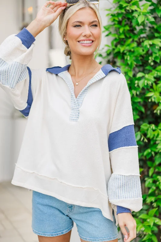 Super Bargain Hear You Out Blue Striped Pullover