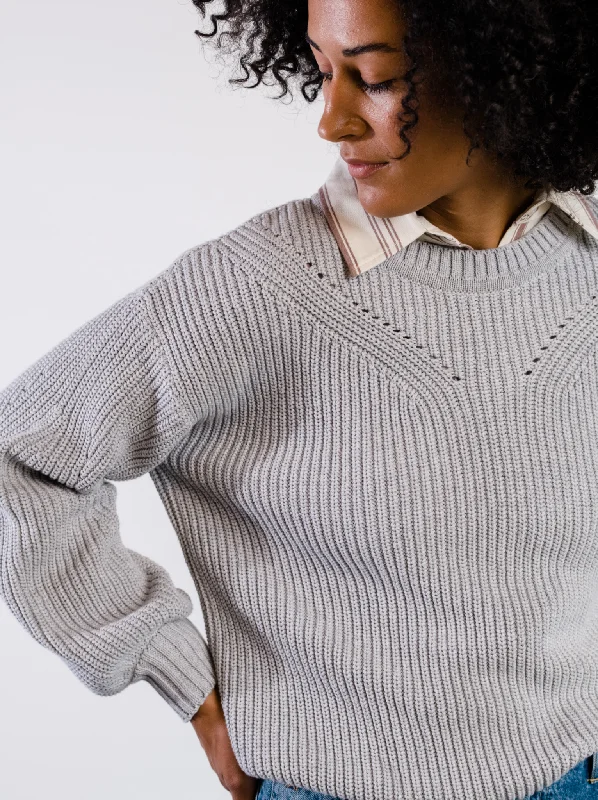One-DAY Sale Sarah Billow Sleeve Sweater - Heather Grey