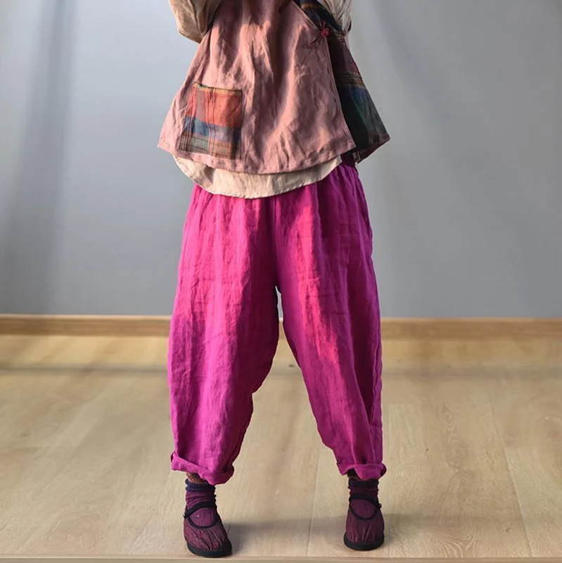 Price Rollback Summer Solid Harem Pants Plus Size 100% Linen Pants