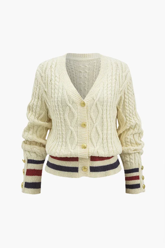 Price Drop Knit Button Patchwork Cardigan