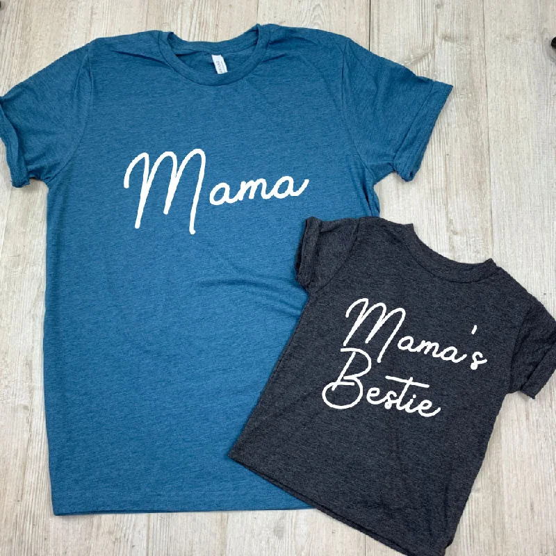 Time-Limited Offer Mama & Mama's Bestie Script Mum & Kid Matching Tees (MRK X)