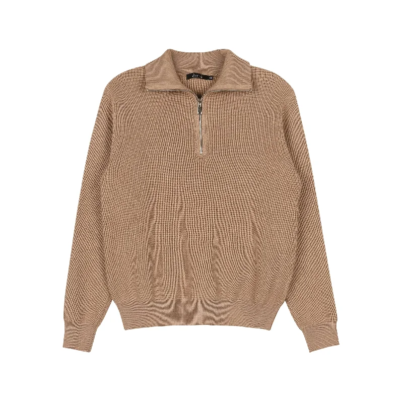 Best Seller Half Zip Sweater | Tan