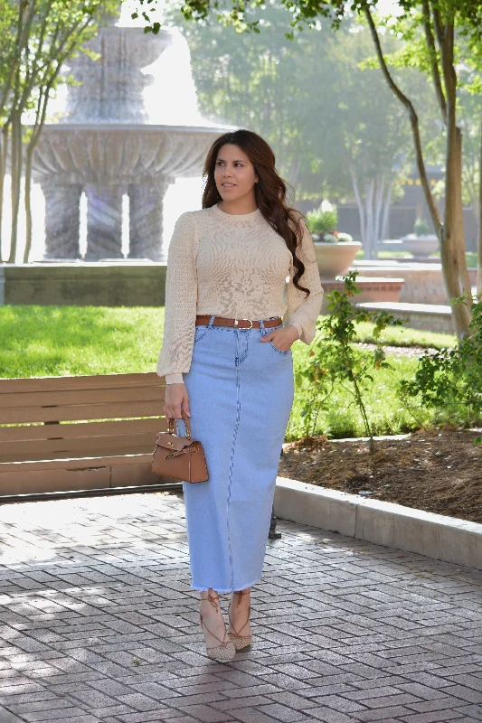 Early Bird Discount Karin Pointelle Ecru Knit Top