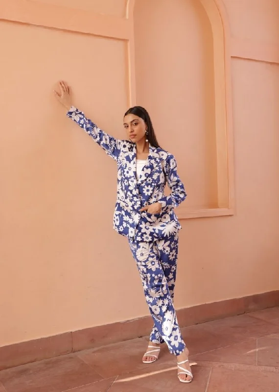 Price Drop Iris Pants- Oasis Blue Print