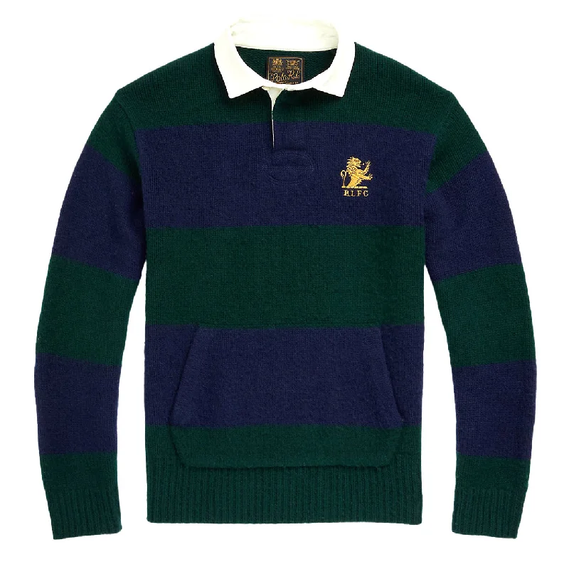 Polo Ralph Lauren Striped Wool-Cashmere Rugby Jumper Moss Agate Combo