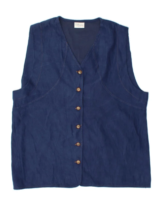 Weekend Discounts to Savor VINTAGE Womens Gilet UK 18 XL Navy Blue Rayon