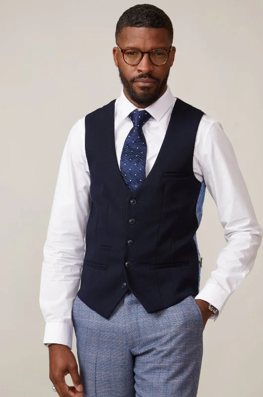 KELVIN - Navy Single Breasted Waistcoat