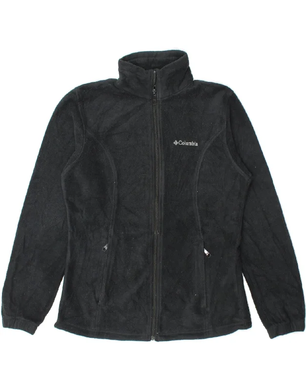 New Arrival COLUMBIA Womens Oversized Fleece Jacket UK 10 Small Black Polyester