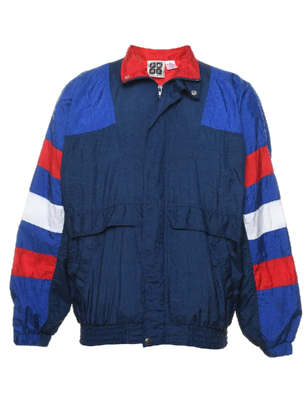 Navy, Red & White Contrast 1990s Nylon Jacket - M