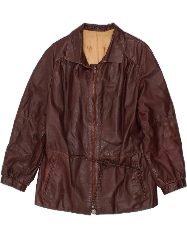 Year-End Clearance VINTAGE Womens Leather Jacket UK 12 Medium Brown