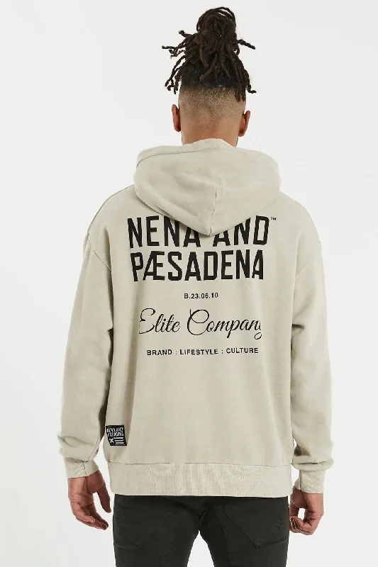 NENA PASADENA Mens Elite Co. Relaxed Hooded Sweater Pigment Sand