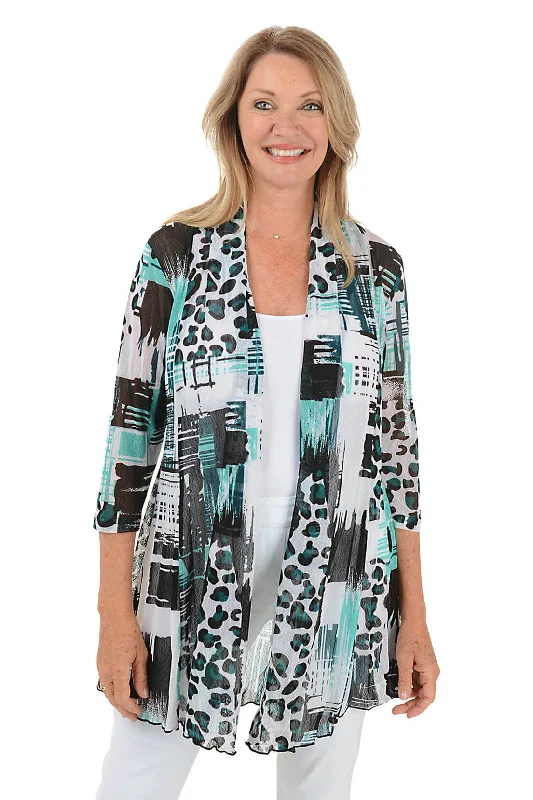 Weekend Bargains Just for You Green Animal Patchwork Mesh Cardigan