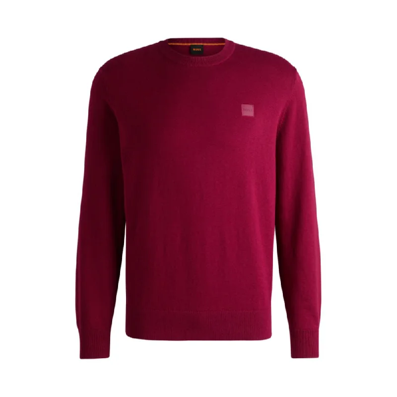 Crew-neck sweater in cotton and cashmere with logo