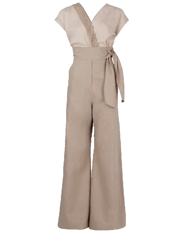 Weekend Offers That Excite Surplice Embroidered Jumpsuit