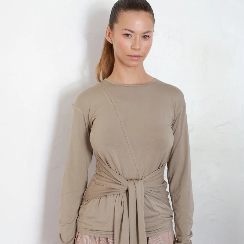 Weekend Specials to Savor Knotted Waist Top | Taupe [Final Sale]