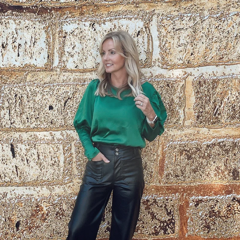 Price Break Lauren Satin Top | Green