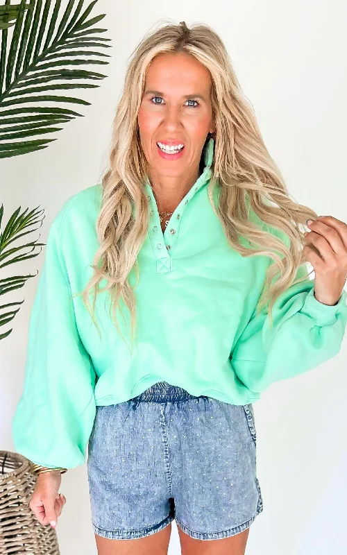 Weekend Deals That Spark Piper Snap Button Collared Sweatshirt - Final Sale