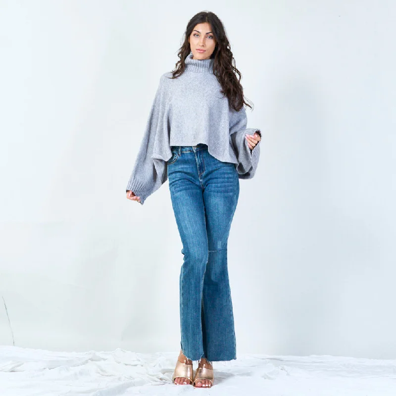 Can't Miss Cropped cowl neck poncho sweater wholesale