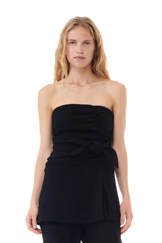 Lowest Price Ganni - Viscose Stretch Crepe Strapless Top