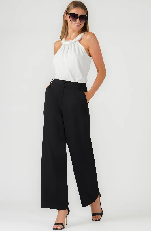 New Arrival Sleeveless Blouse with Embellished Neckline