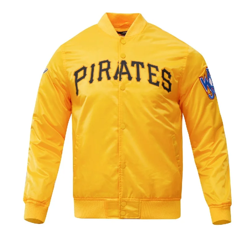 MLB PITTSBURGH PIRATES BIG LOGO WORLD SERIES MEN'S SATIN JACKET (YELLOW)