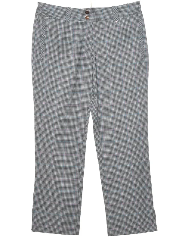 Nike Checked Blue & Grey Cropped Golf Trousers - W32 L28