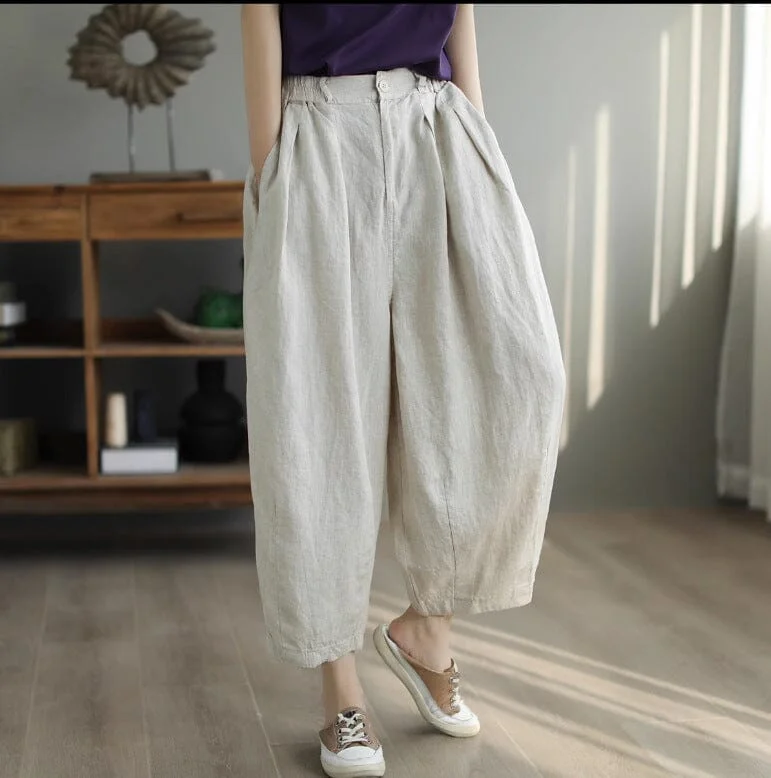 Seasonal Clearance Spring Autumn Loose Linen Solid Pants