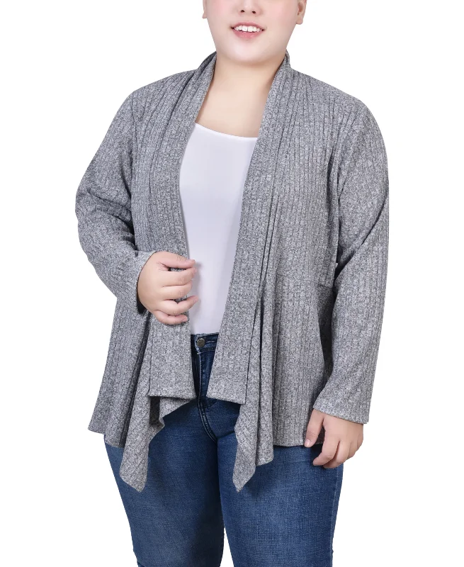 Massive Savings Plus Size Long Sleeve Ribbed Cardigan