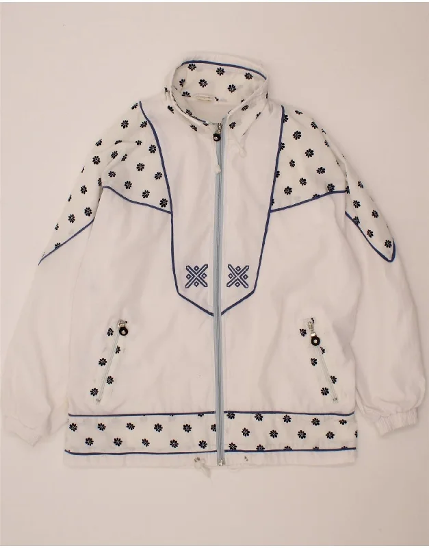 Act Now VINTAGE Womens Oversized Bomber Jacket UK 16 Large White Floral