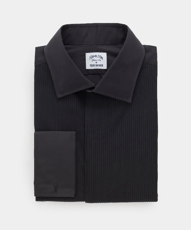 Hamilton + Todd Snyder Pleated Tuxedo Shirt in Black