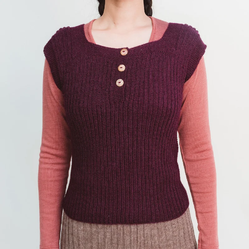 Pay Less Women's Rico Vest - 100% Baby Alpaca - Aubergine (S-L)