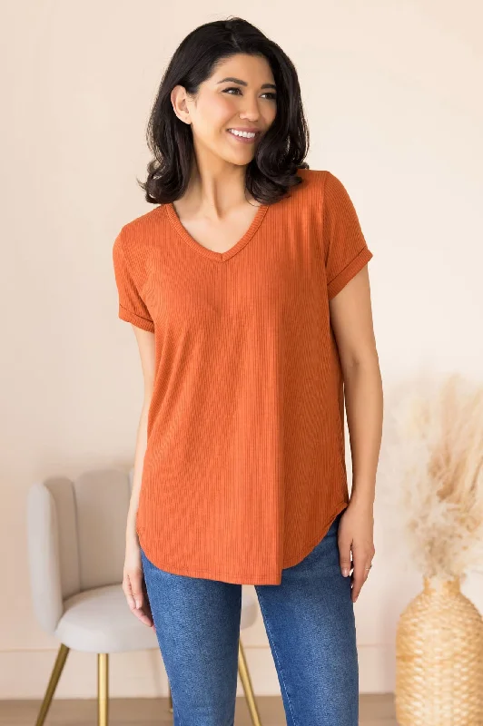 Blowout Sale Classy Missy Fit Ribbed Tee