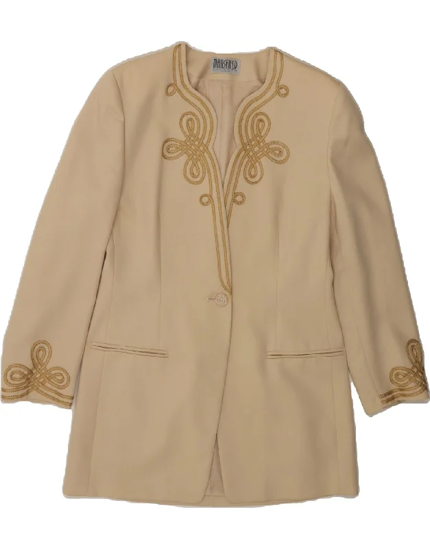 Weekend Bargains to Relish VINTAGE Womens Longline 1 Button Blazer Jacket UK 12 Medium Beige Wool Weekend Bargains to Relish VINTAGE Womens Longline 1 Button Blazer Jacket UK 12 Medium Beige Wool